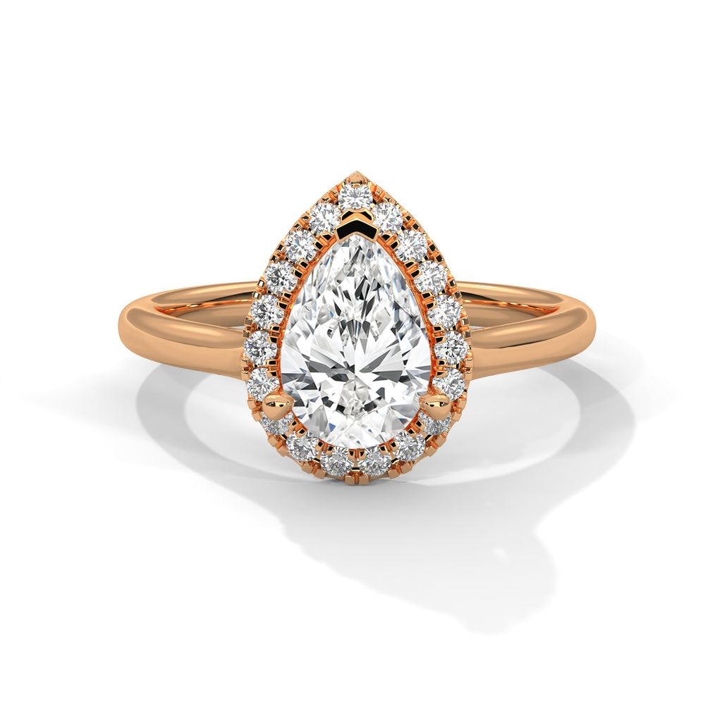 2.00 ct Pear Teardrop Aura Halo Ring 2ct Rose Gold