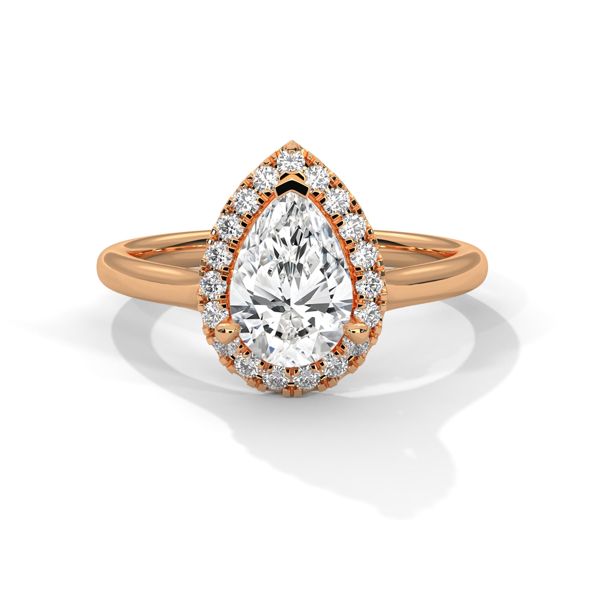 2.00 ct Pear Teardrop Aura Halo Ring 2ct Rose Gold