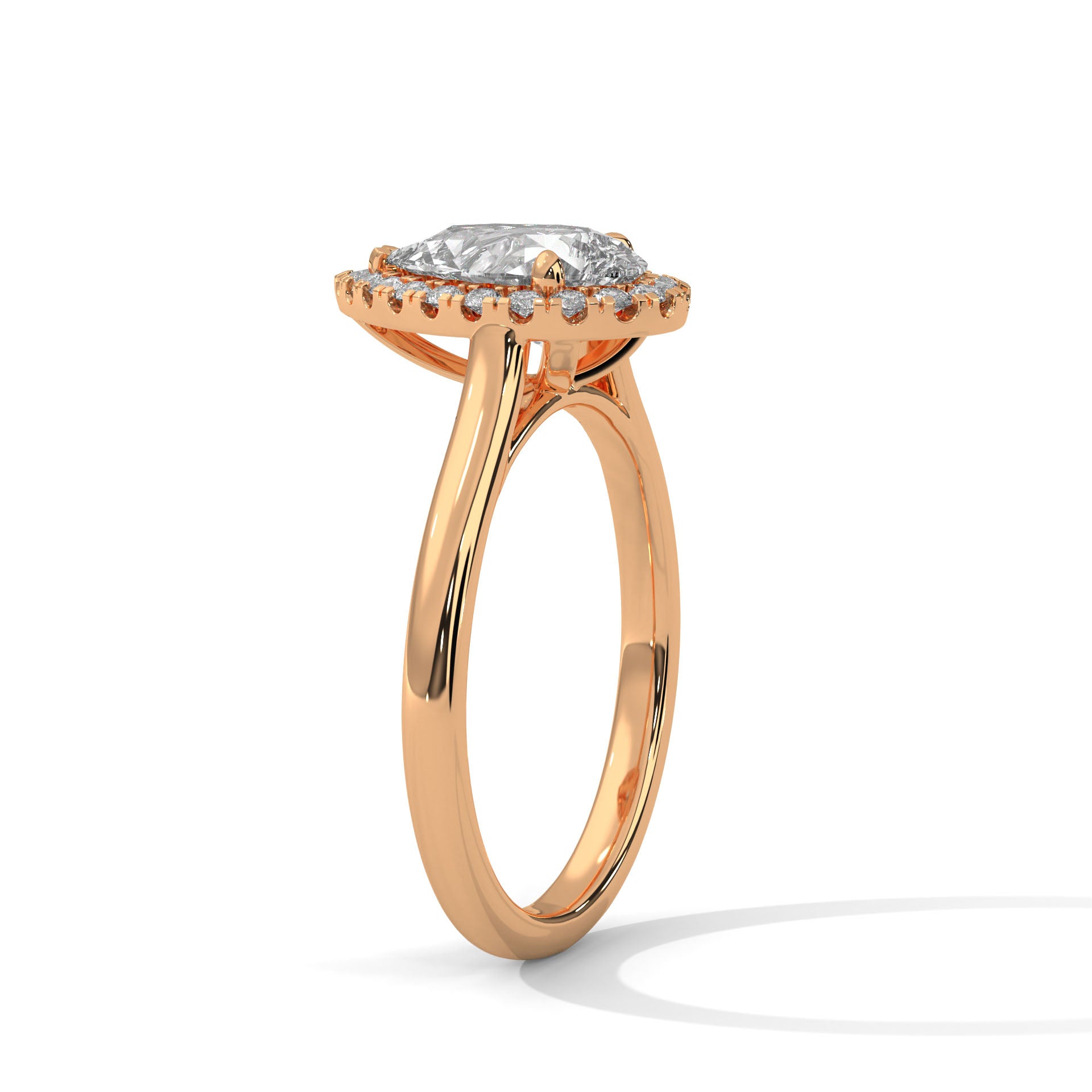 2.00 ct Pear Teardrop Aura Halo Ring 2ct Rose Gold