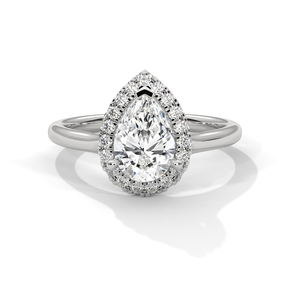 2.00 ct Pear Teardrop Aura Halo Ring 2ct White Gold