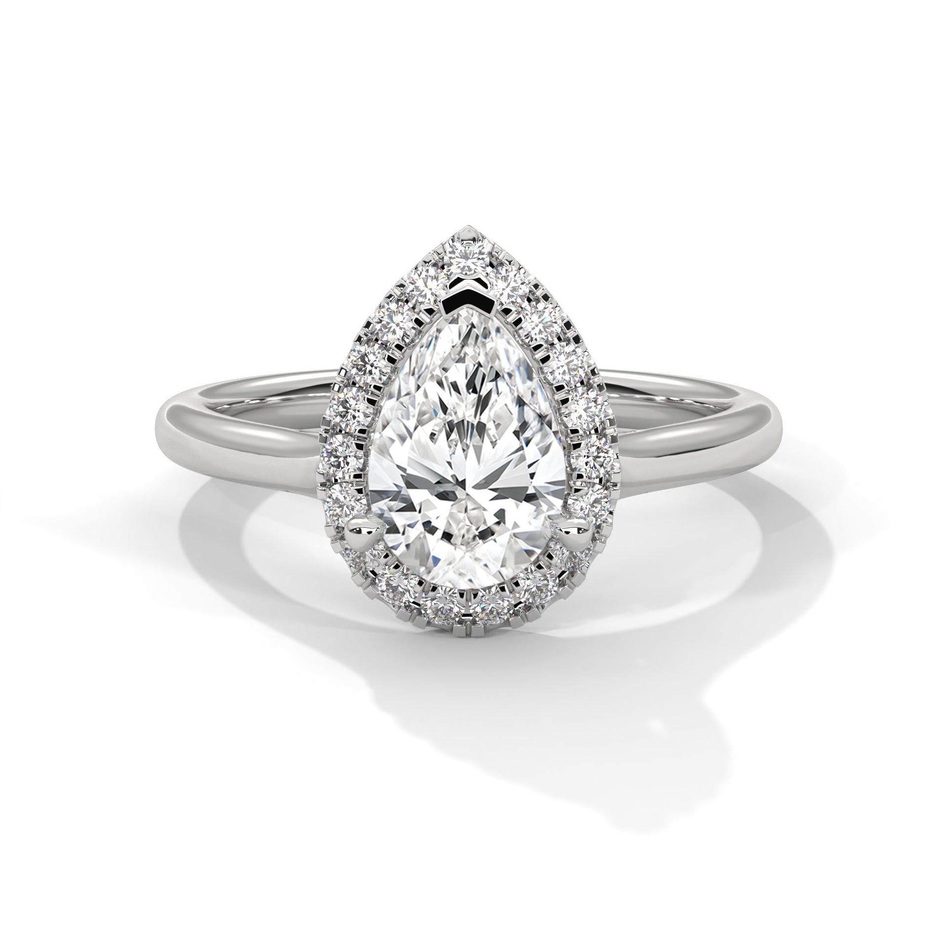 2.00 ct Pear Teardrop Aura Halo Ring 2ct White Gold