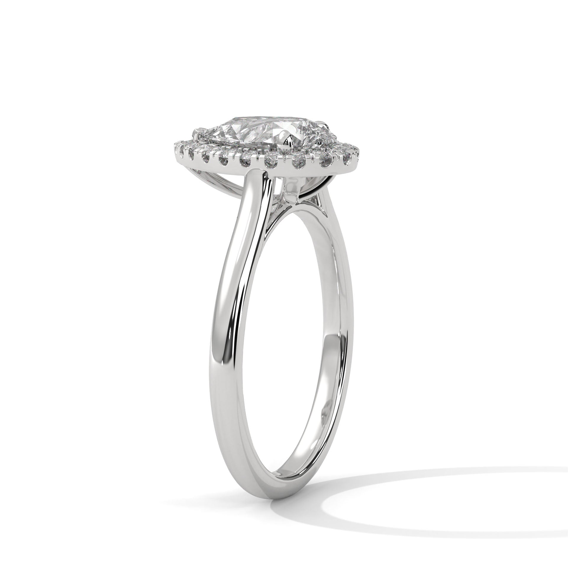2.00 ct Pear Teardrop Aura Halo Ring 2ct White Gold