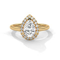 2.00 ct Pear Teardrop Aura Halo Ring 2ct Yellow Gold