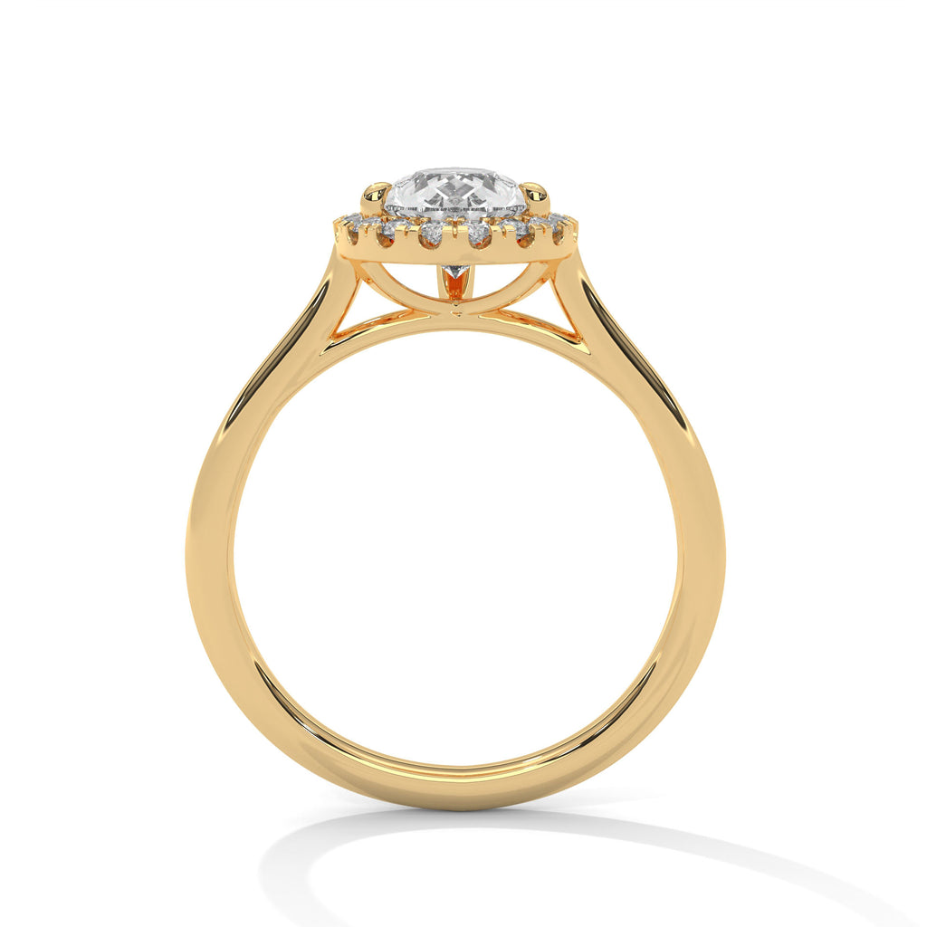 2.00 ct Pear Teardrop Aura Halo Ring 2ct Yellow Gold