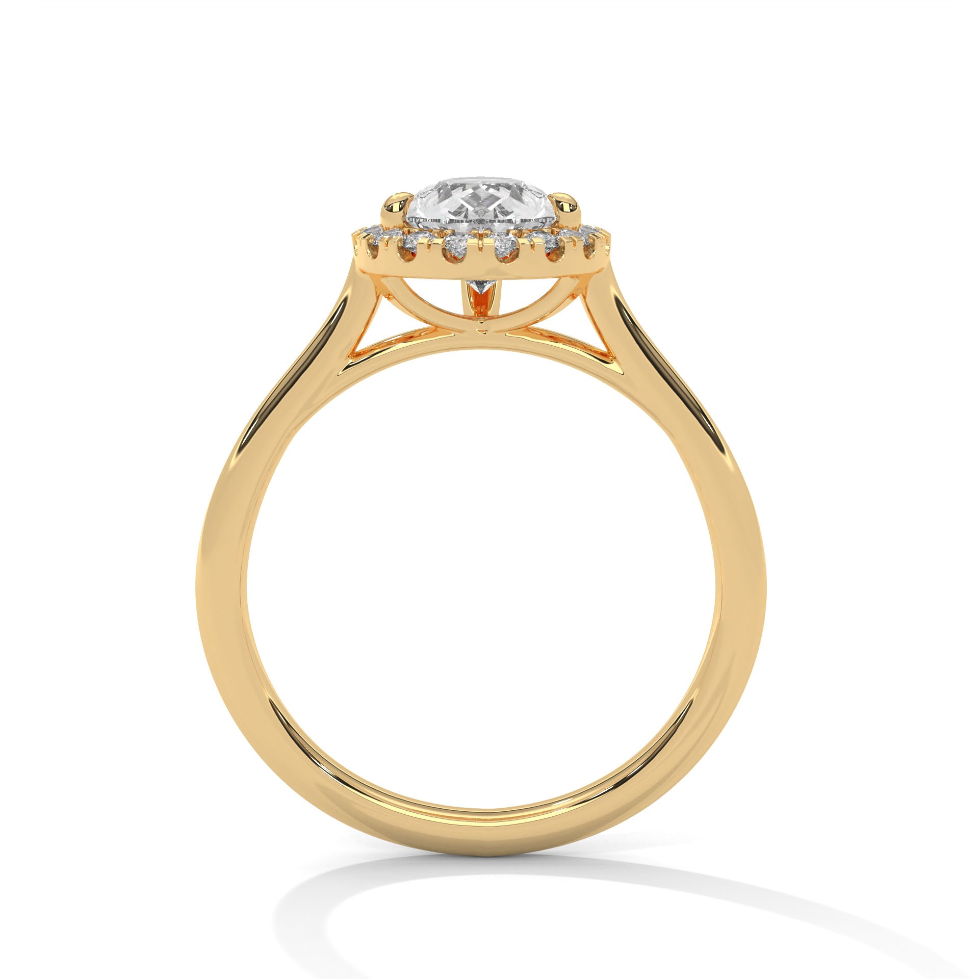 2.00 ct Pear Teardrop Aura Halo Ring 2ct Yellow Gold