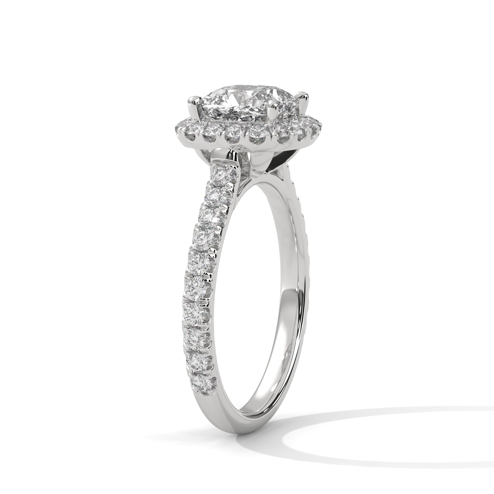 2.00 ct Cushion Opulent Designer Halo Ring 2ct White Gold