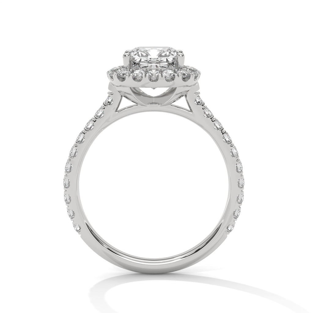 2.00 ct Cushion Opulent Designer Halo Ring 2ct White Gold