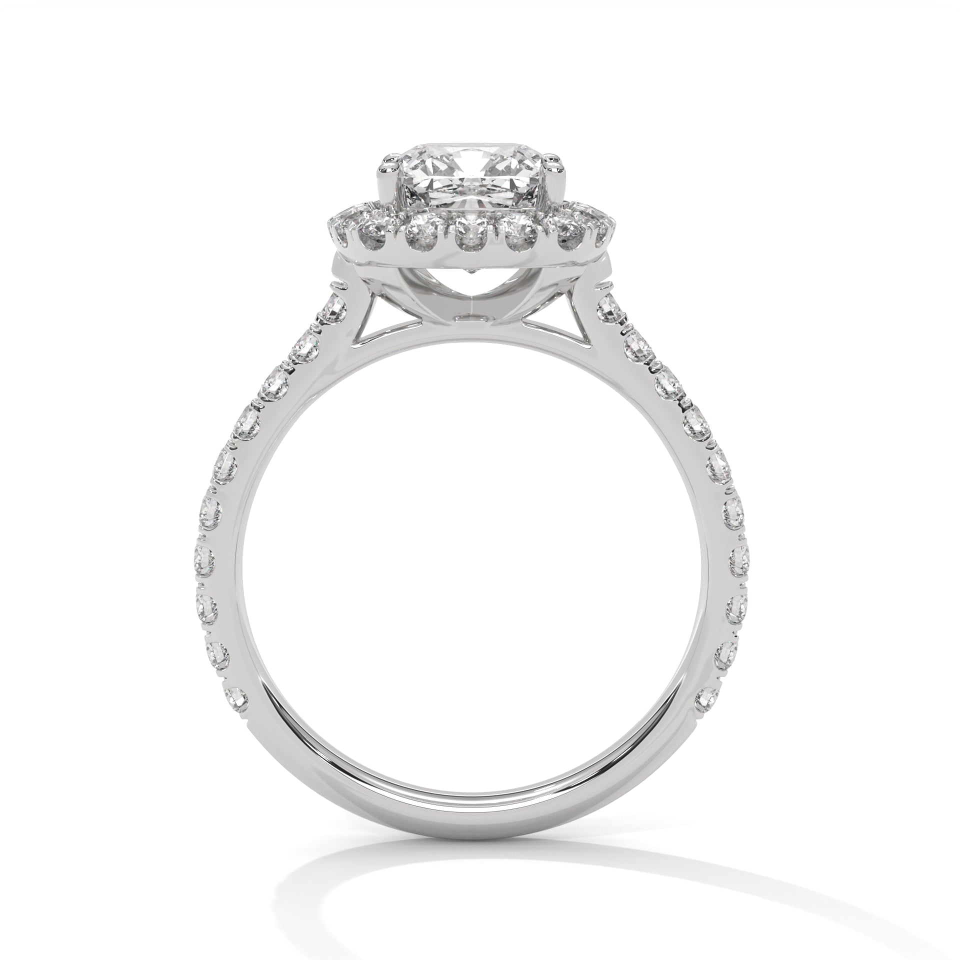 2.00 ct Cushion Opulent Designer Halo Ring 2ct White Gold