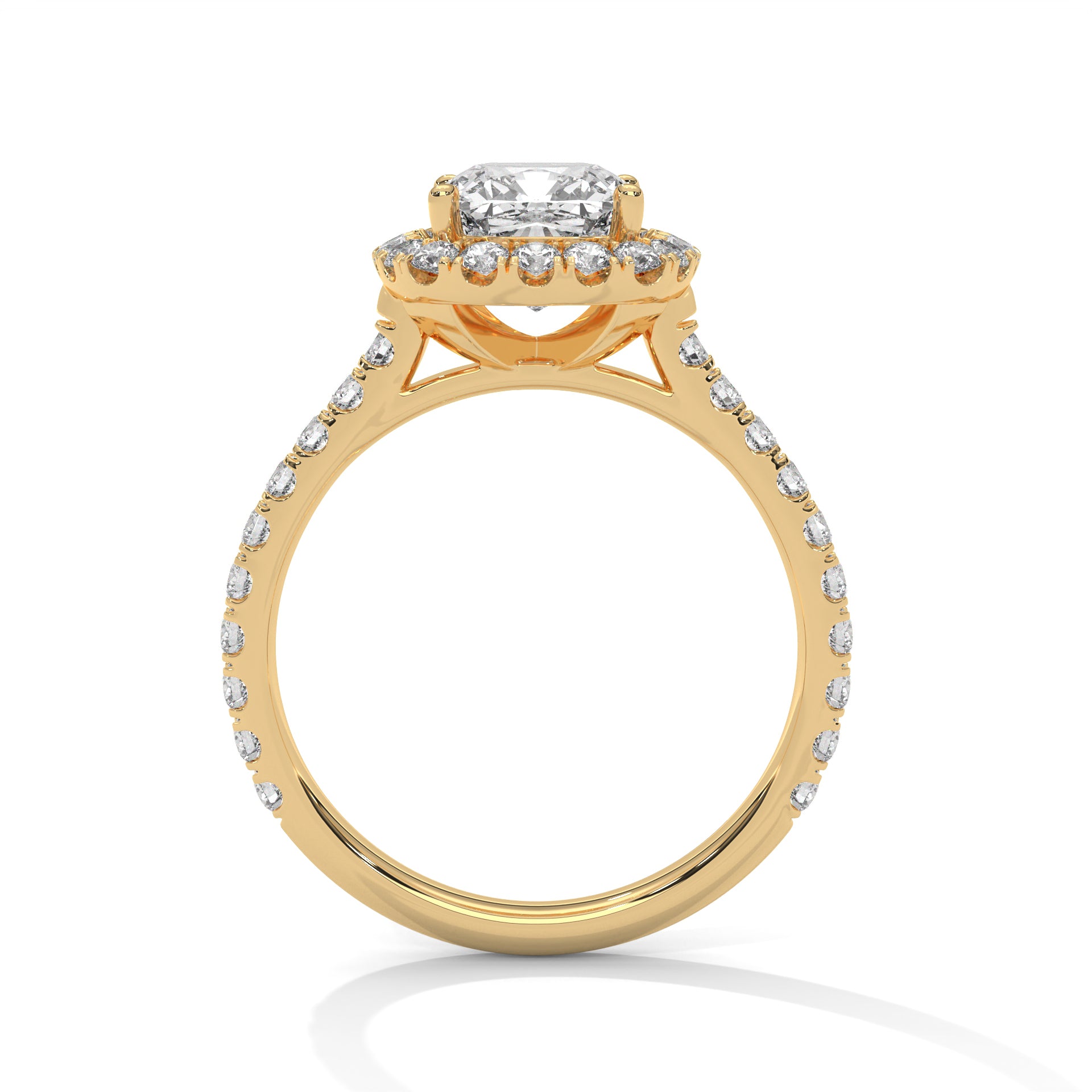 2.00 ct Cushion Opulent Designer Halo Ring 2ct Yellow Gold