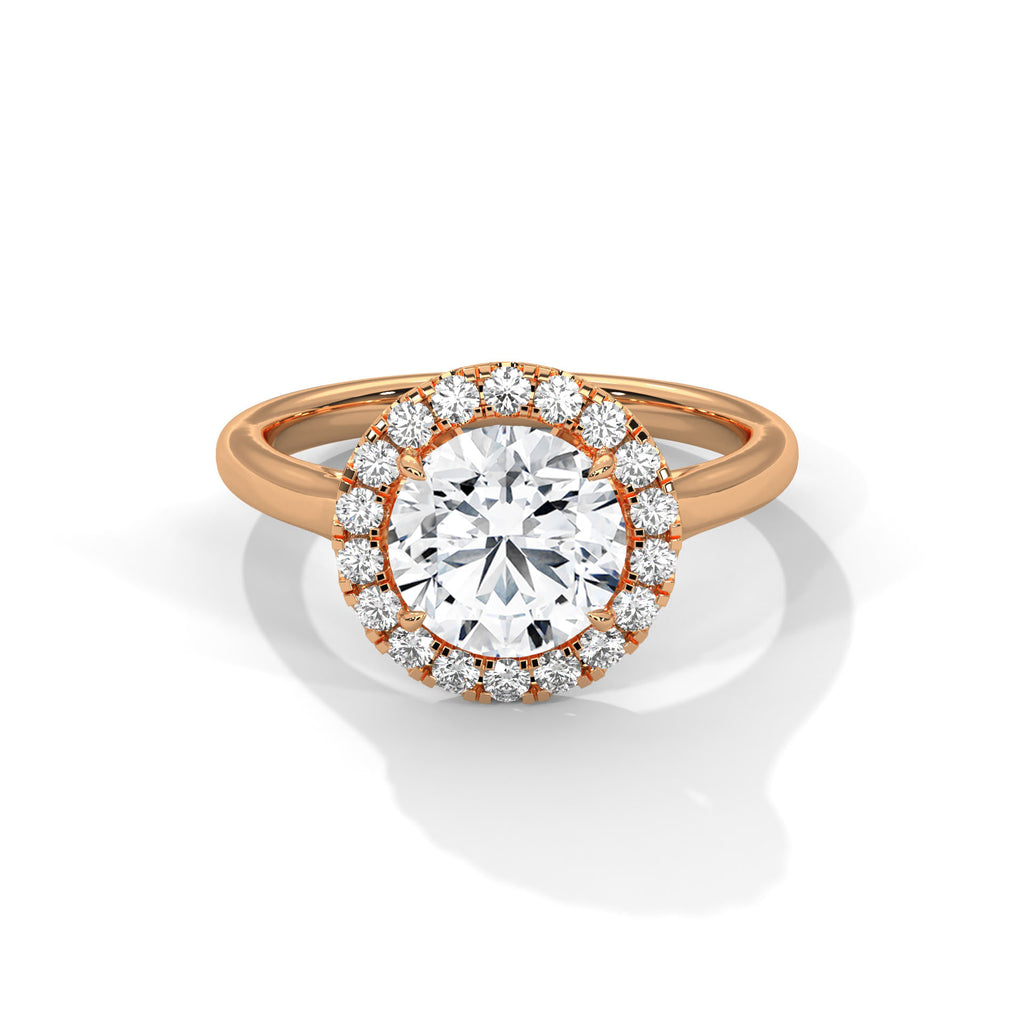 2.00 ct Round Cut Aura Halo Engagement Ring 2ct Rose Gold