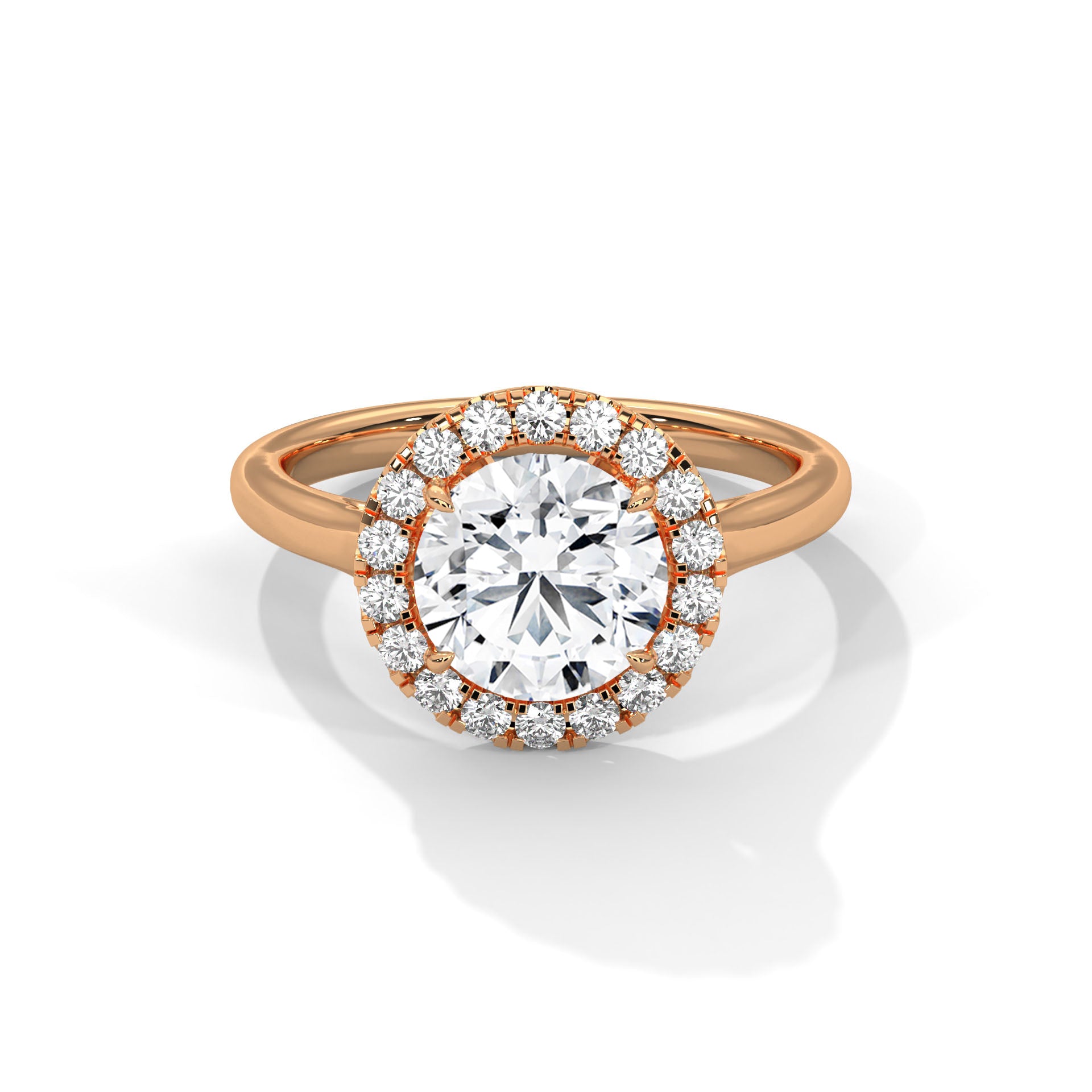 2.00 ct Round Cut Aura Halo Engagement Ring 2ct Rose Gold