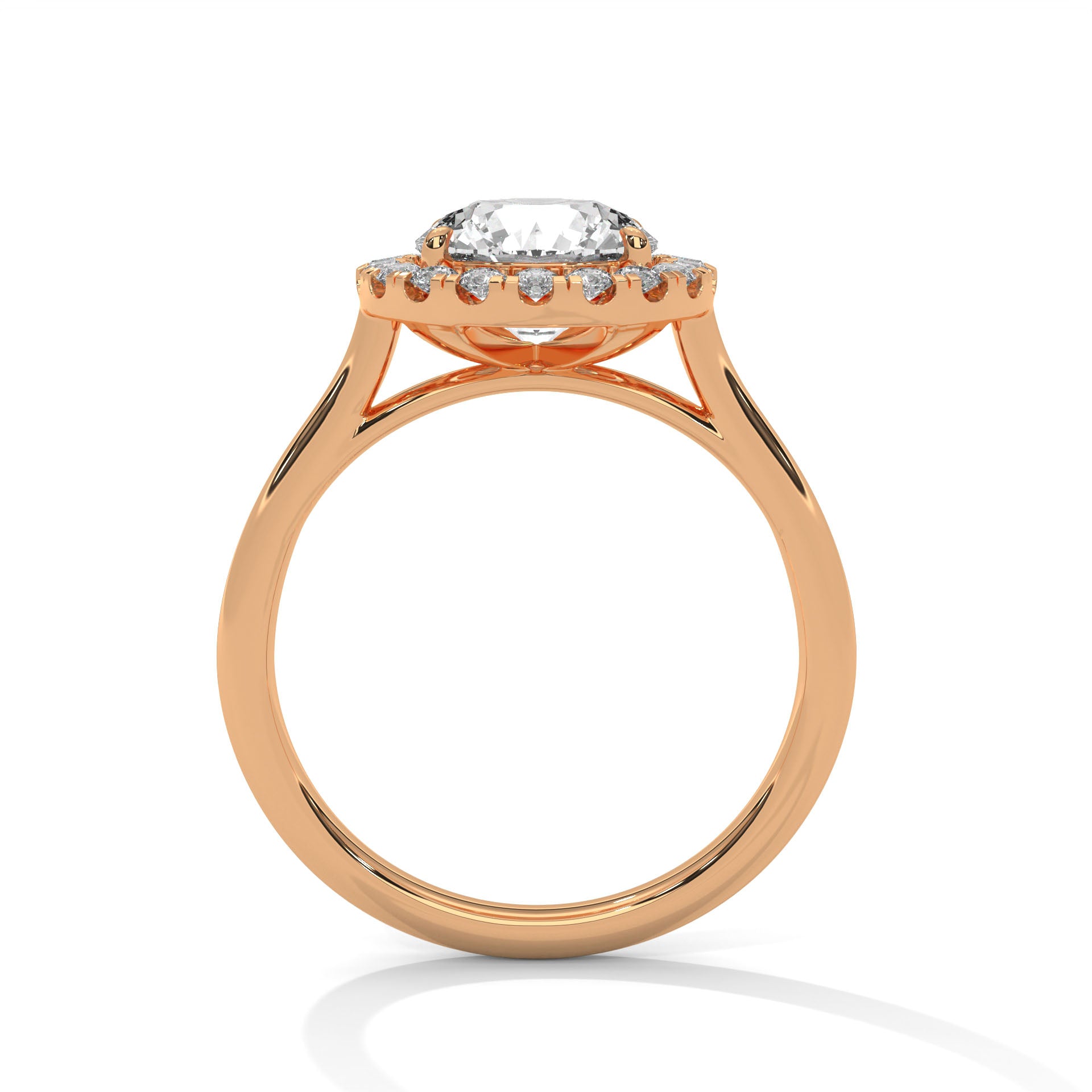 2.00 ct Round Cut Aura Halo Engagement Ring 2ct Rose Gold