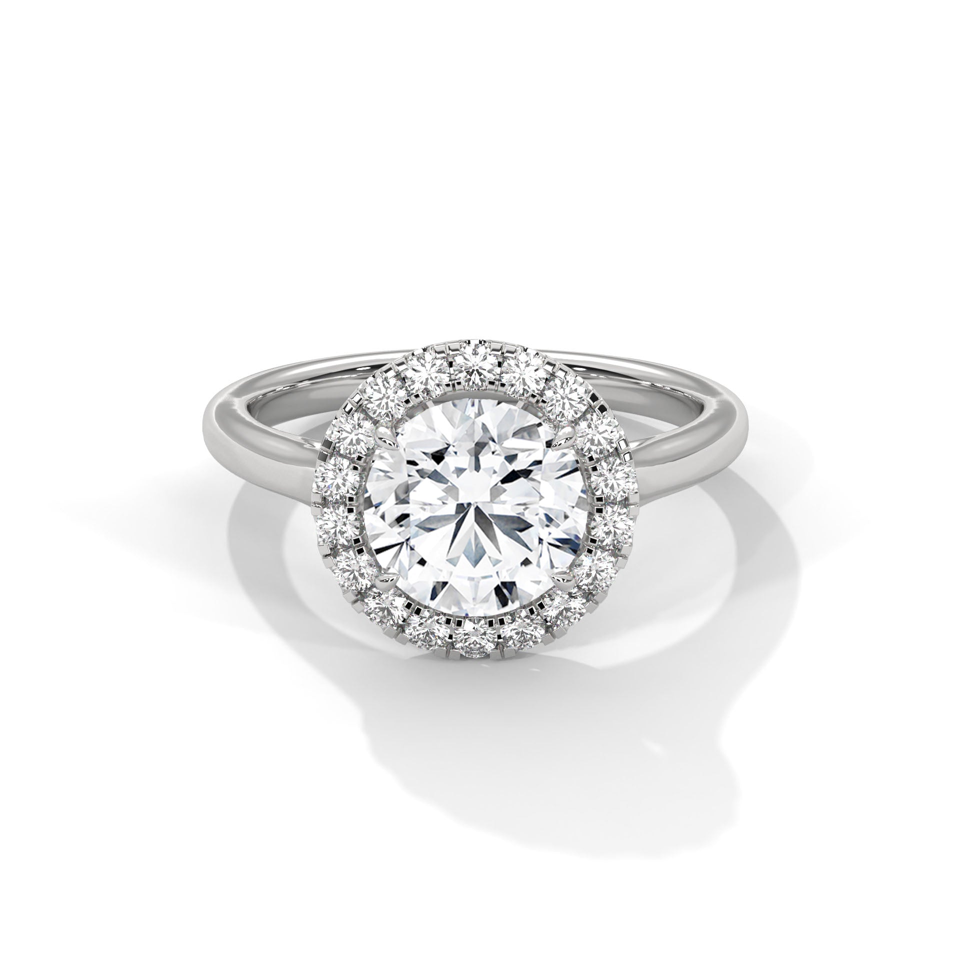 2.00 ct Round Cut Aura Halo Engagement Ring 2ct White Gold