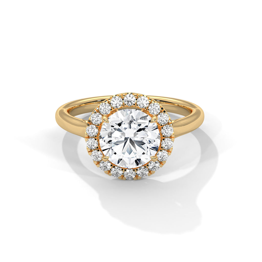 2.00 ct Round Cut Aura Halo Engagement Ring 2ct Yellow Gold