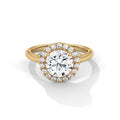 2.00 ct Round Cut Aura Halo Engagement Ring 2ct Yellow Gold