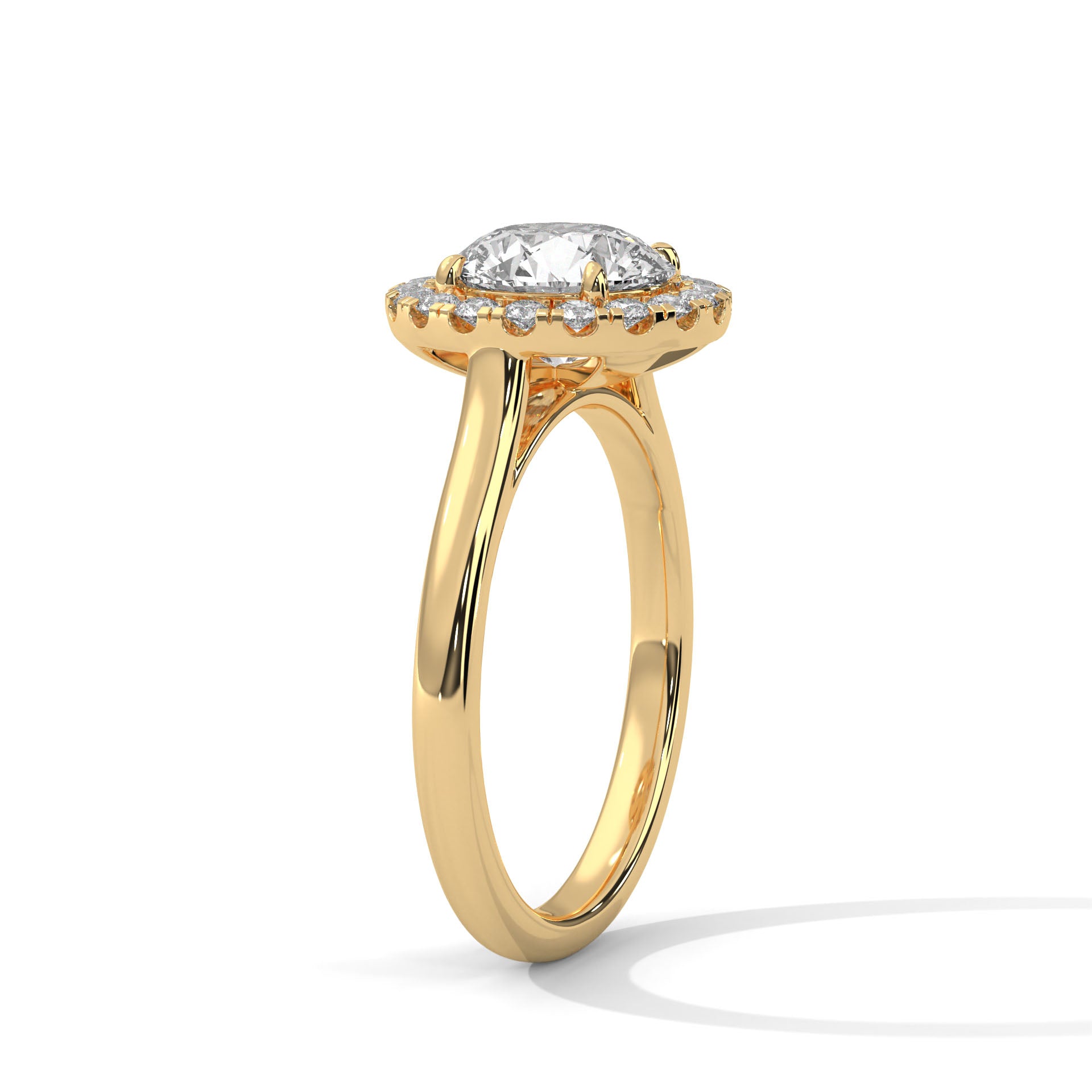 2.00 ct Round Cut Aura Halo Engagement Ring 2ct Yellow Gold