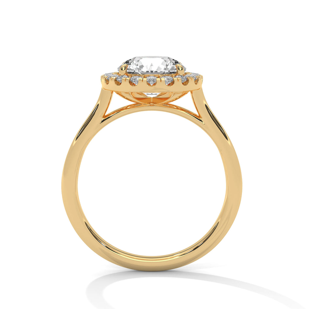 2.00 ct Round Cut Aura Halo Engagement Ring 2ct Yellow Gold