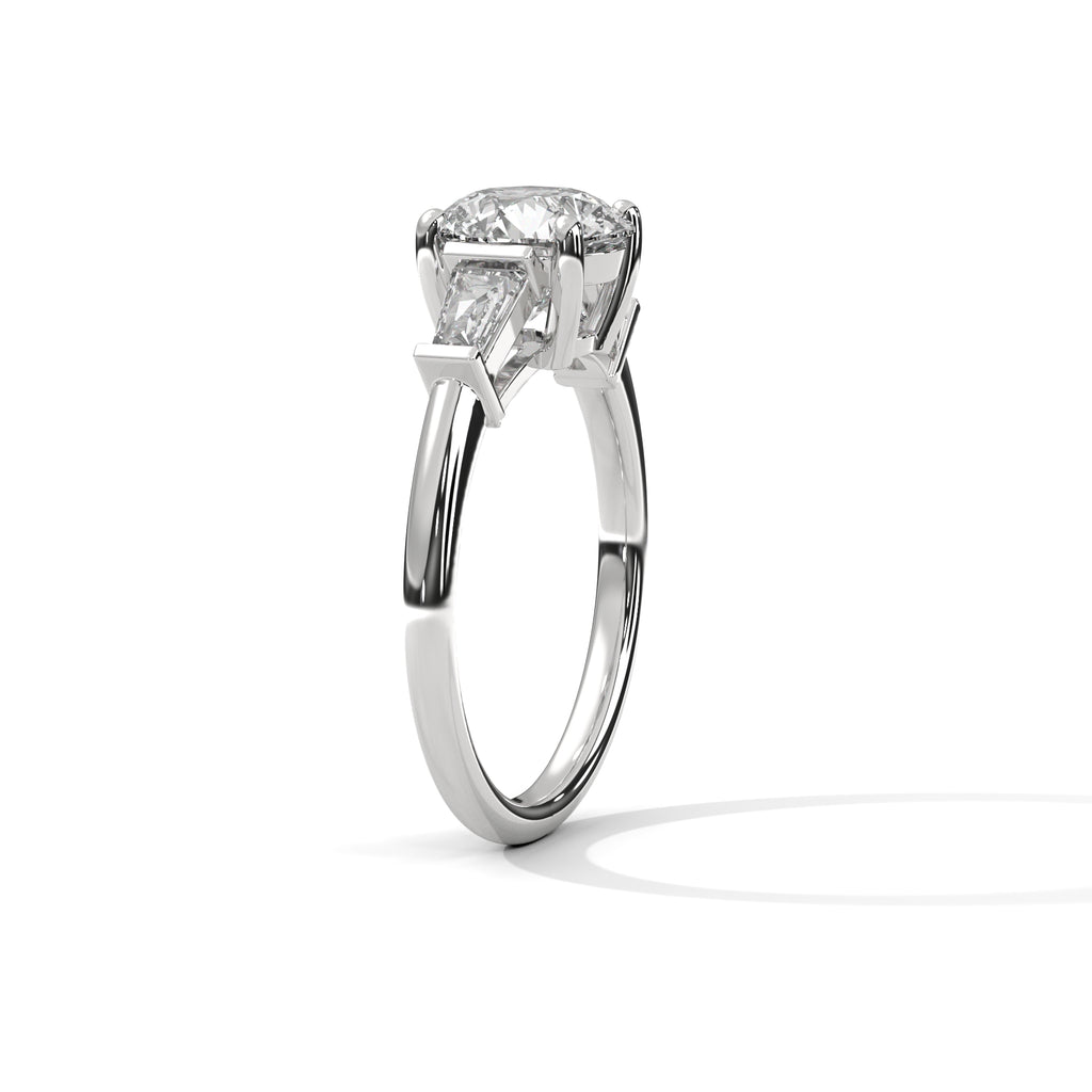 2.00 ct Round Center with Baguette Side Stones Ring 2ct White Gold