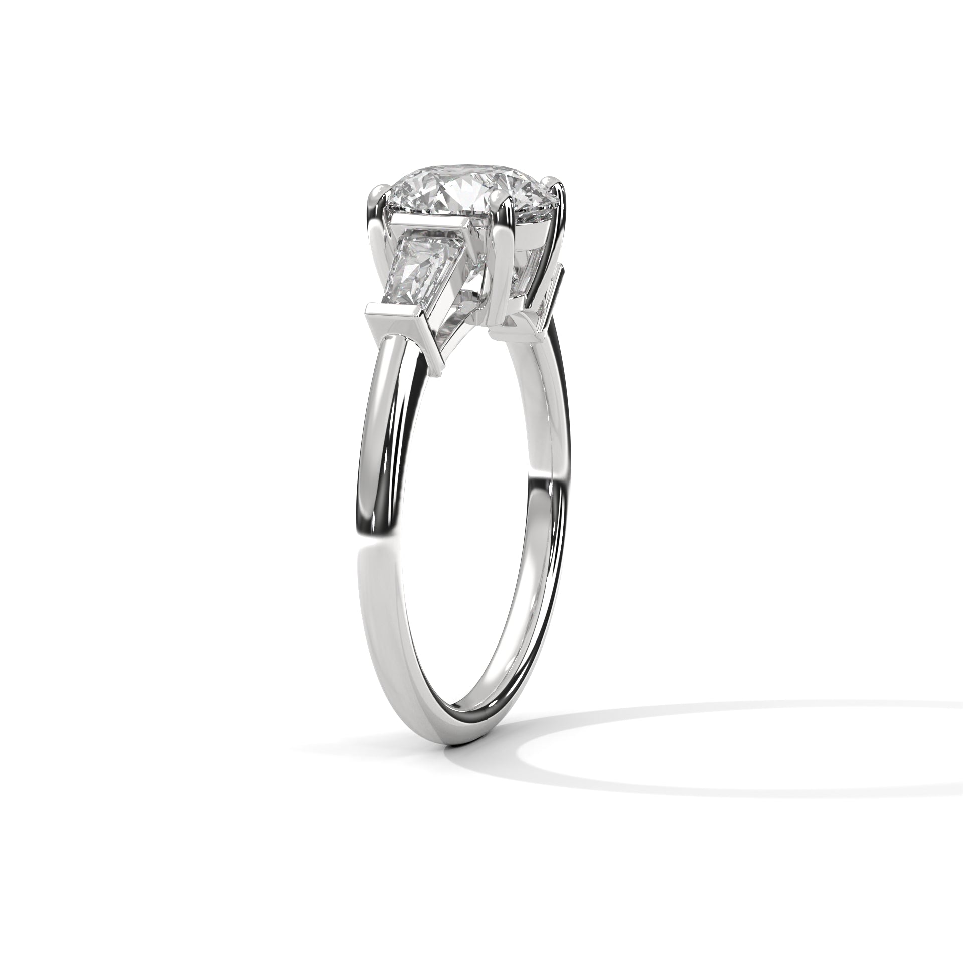 2.00 ct Round Center with Baguette Side Stones Ring 2ct White Gold