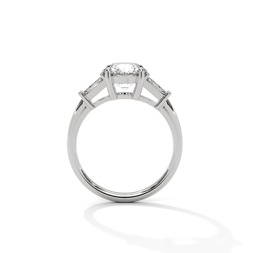 2.00 ct Round Center with Baguette Side Stones Ring 2ct White Gold