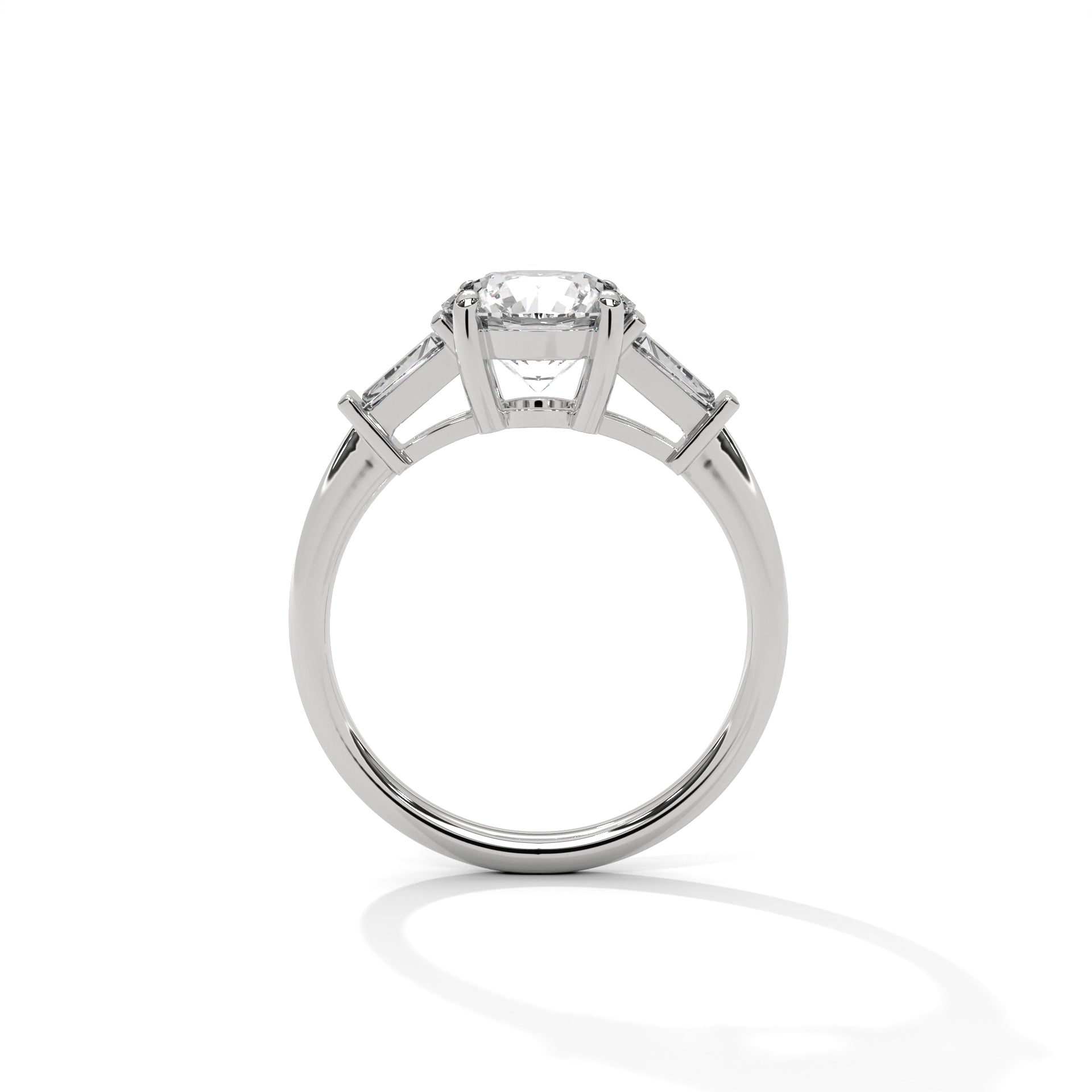 2.00 ct Round Center with Baguette Side Stones Ring 2ct White Gold