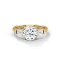 2.00 ct Round Center with Baguette Side Stones Ring 2ct Yellow Gold