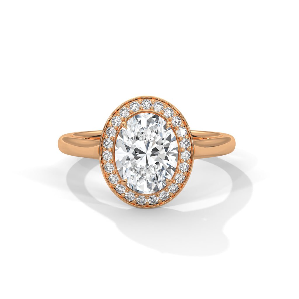 2.00 ct Oval Opulent Designer Halo Ring 2ct Rose Gold