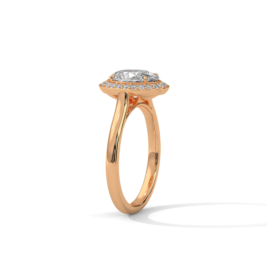 2.00 ct Oval Opulent Designer Halo Ring 2ct Rose Gold