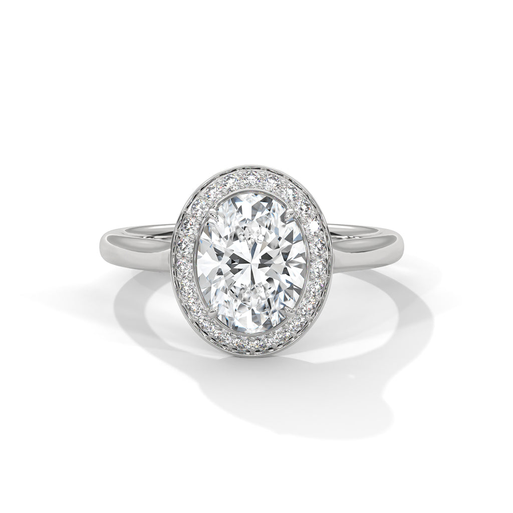 2.00 ct Oval Opulent Designer Halo Ring 2ct White Gold