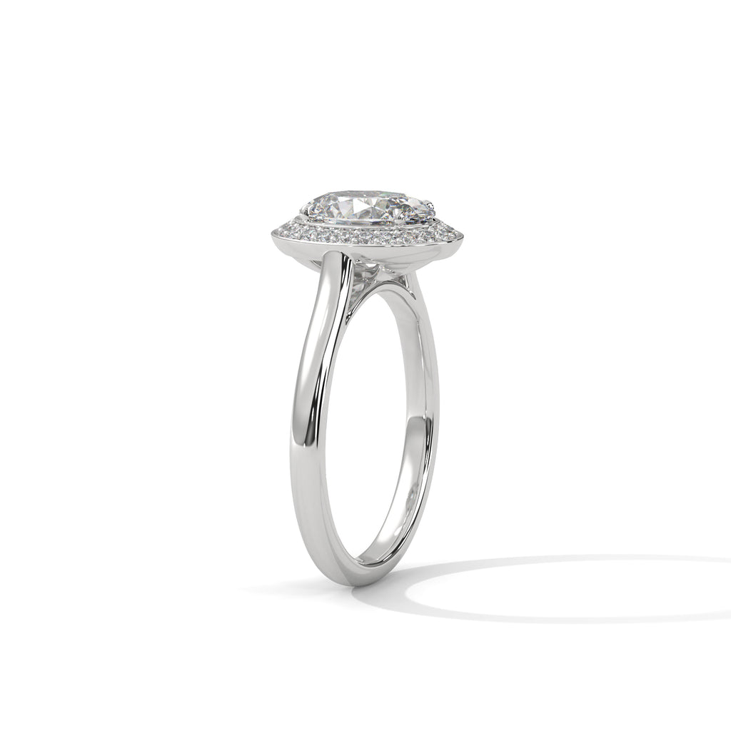 2.00 ct Oval Opulent Designer Halo Ring 2ct White Gold