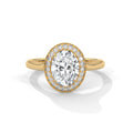 2.00 ct Oval Opulent Designer Halo Ring 2ct Yellow Gold