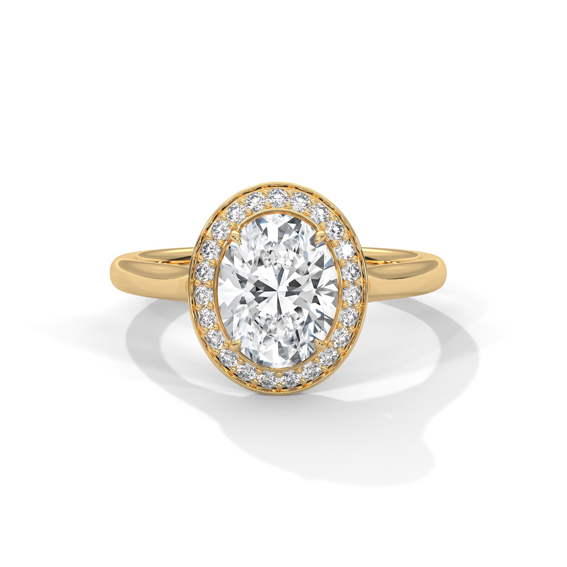 2.00 ct Oval Opulent Designer Halo Ring 2ct Yellow Gold