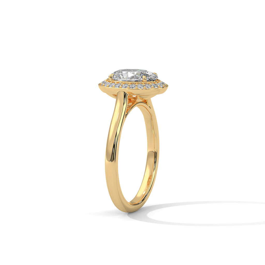 2.00 ct Oval Opulent Designer Halo Ring 2ct Yellow Gold