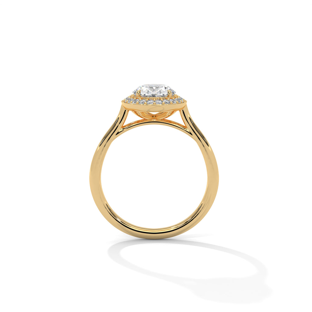 2.00 ct Oval Opulent Designer Halo Ring 2ct Yellow Gold