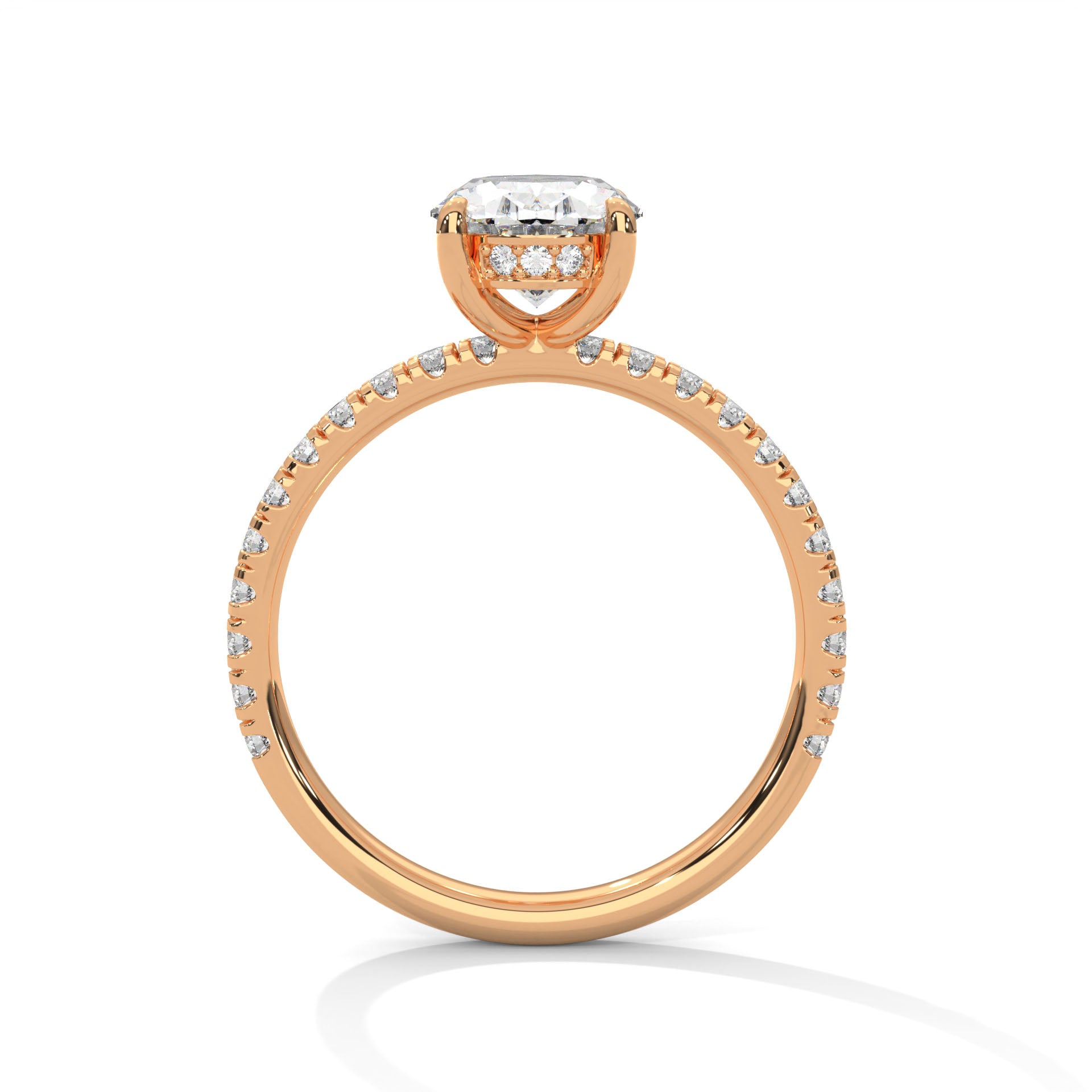 2.00 ct Oval Cut Accent Band Engagement Ring 2ct Rose Gold