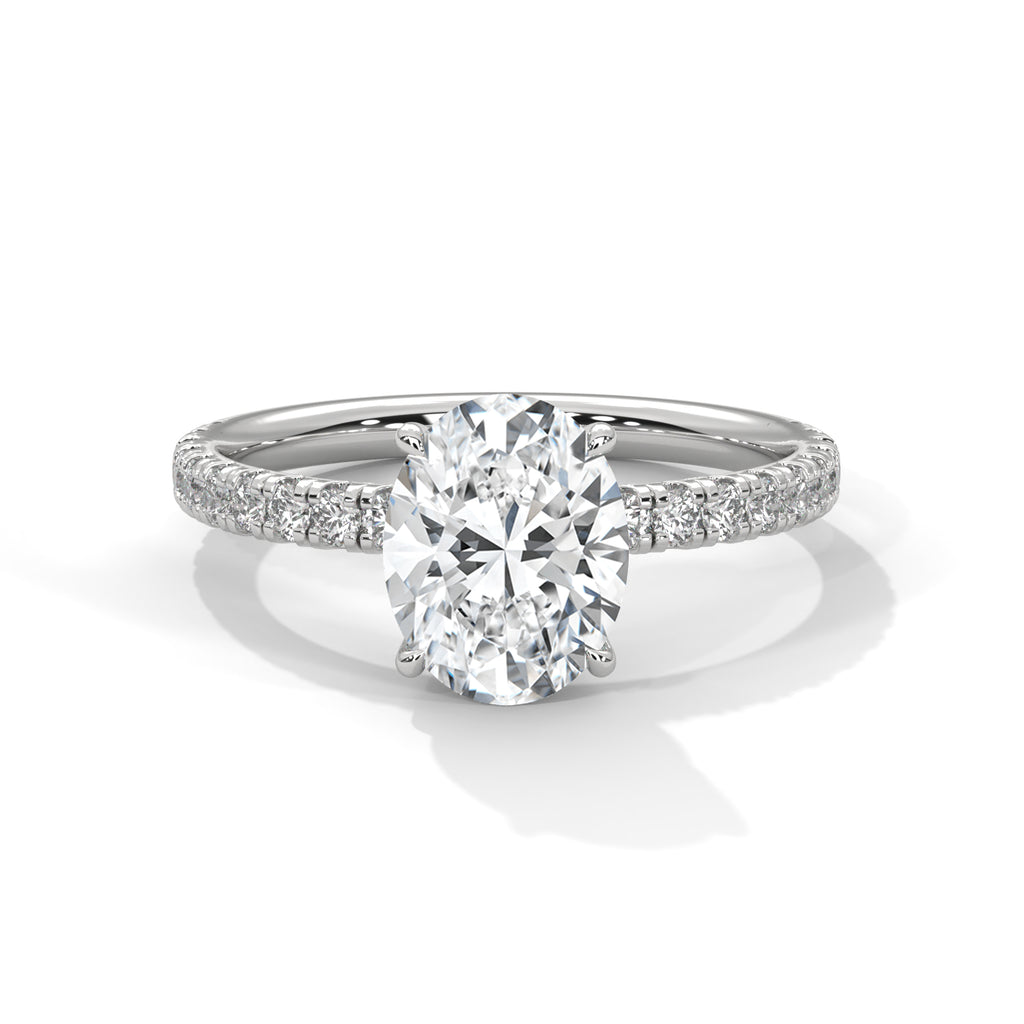2.00 ct Oval Cut Accent Band Engagement Ring 2ct White Gold