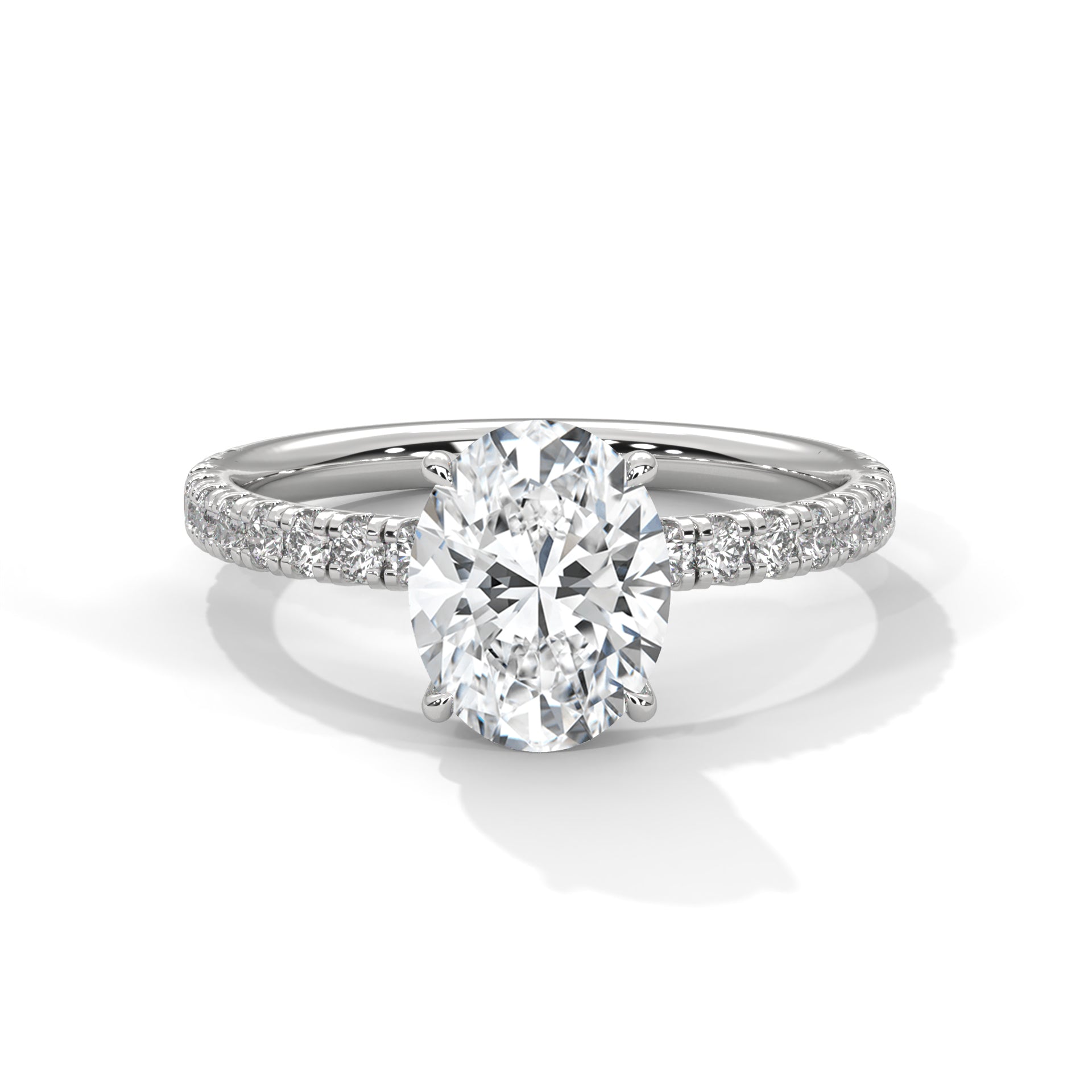 2.00 ct Oval Cut Accent Band Engagement Ring 2ct White Gold