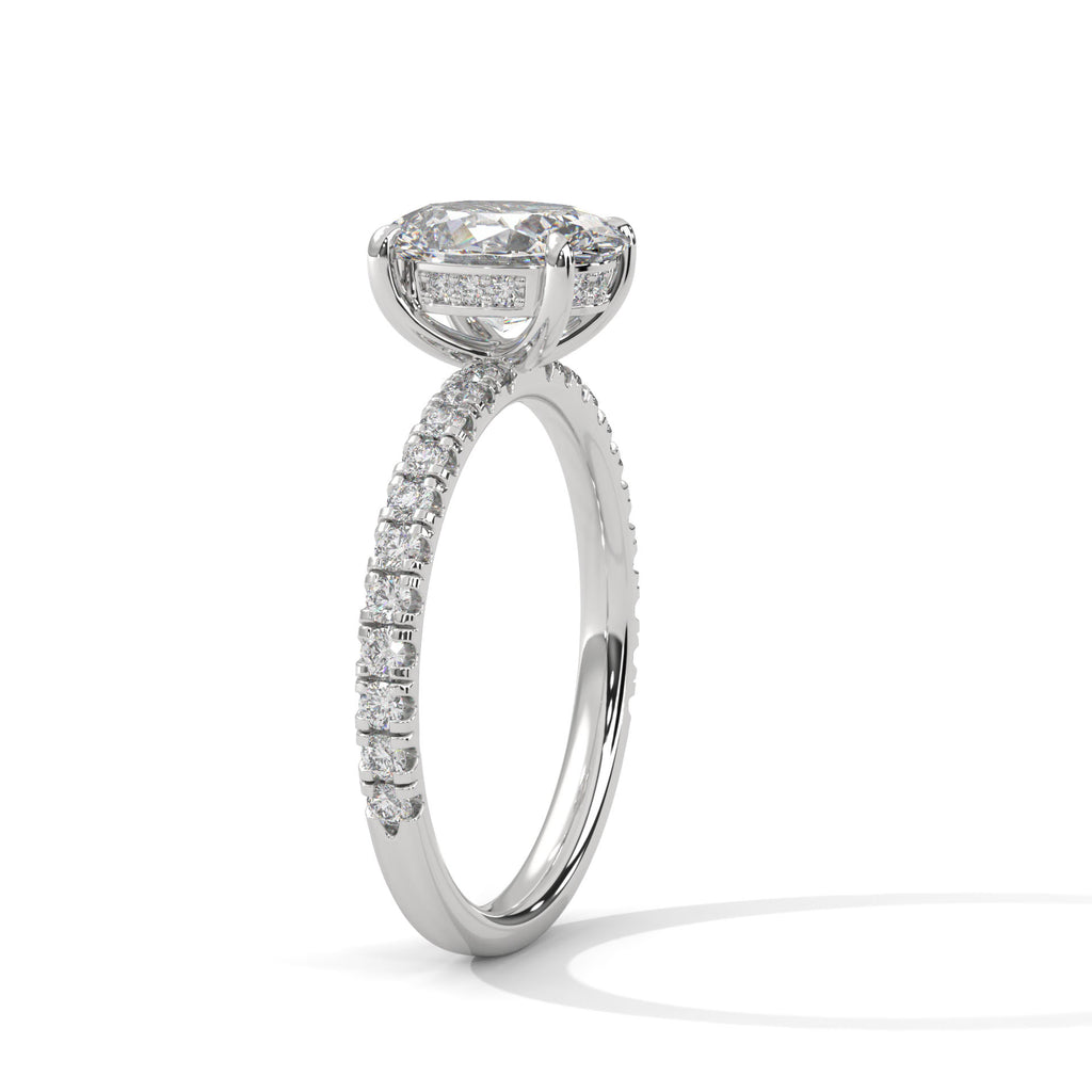 2.00 ct Oval Cut Accent Band Engagement Ring 2ct White Gold