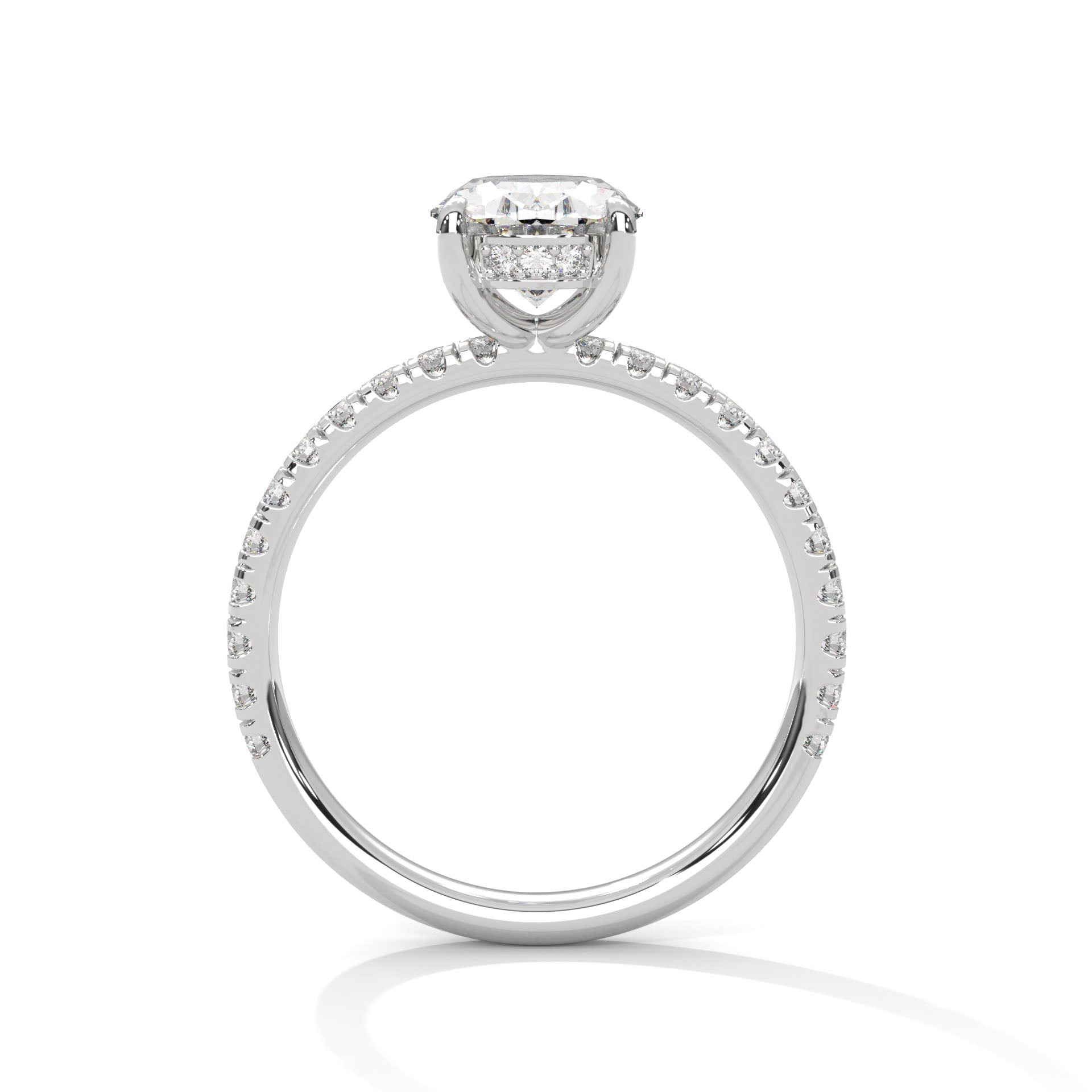 2.00 ct Oval Cut Accent Band Engagement Ring 2ct White Gold