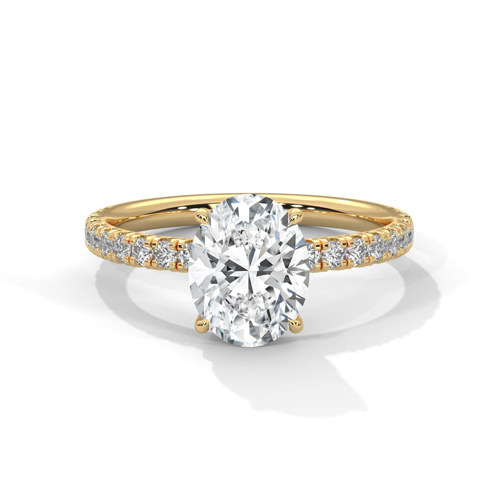 2.00 ct Oval Cut Accent Band Engagement Ring 2ct Yellow Gold