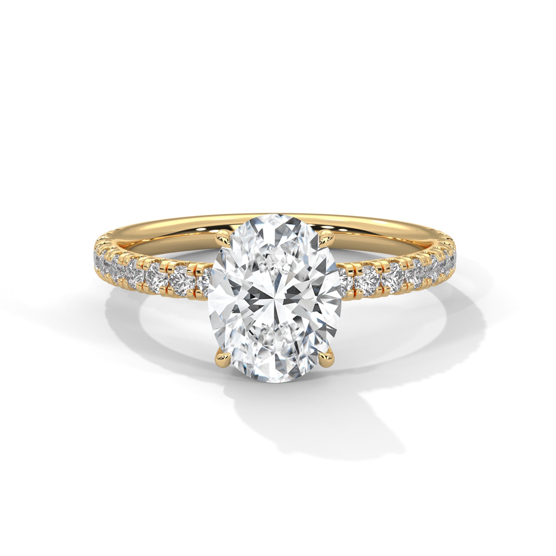 2.00 ct Oval Cut Accent Band Engagement Ring 2ct Yellow Gold