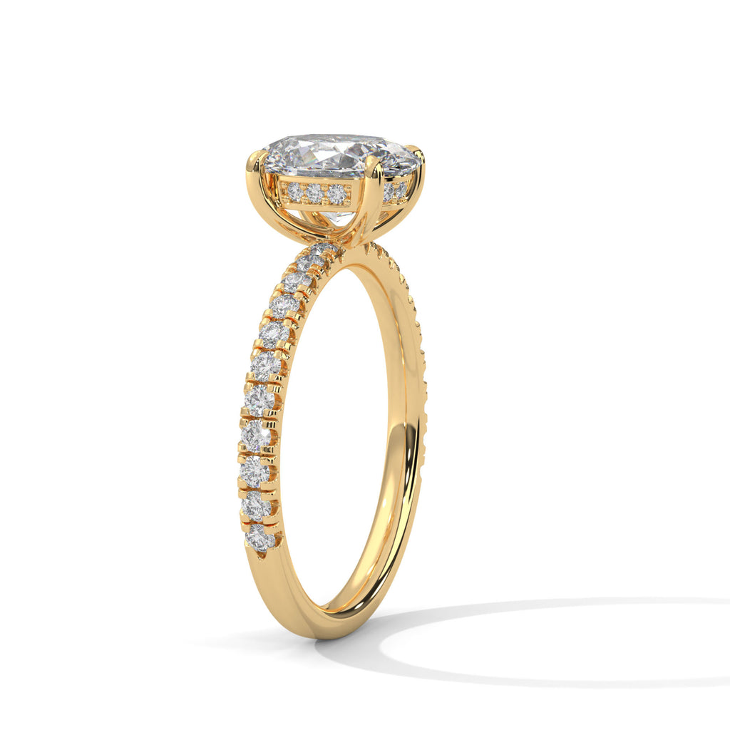 2.00 ct Oval Cut Accent Band Engagement Ring 2ct Yellow Gold