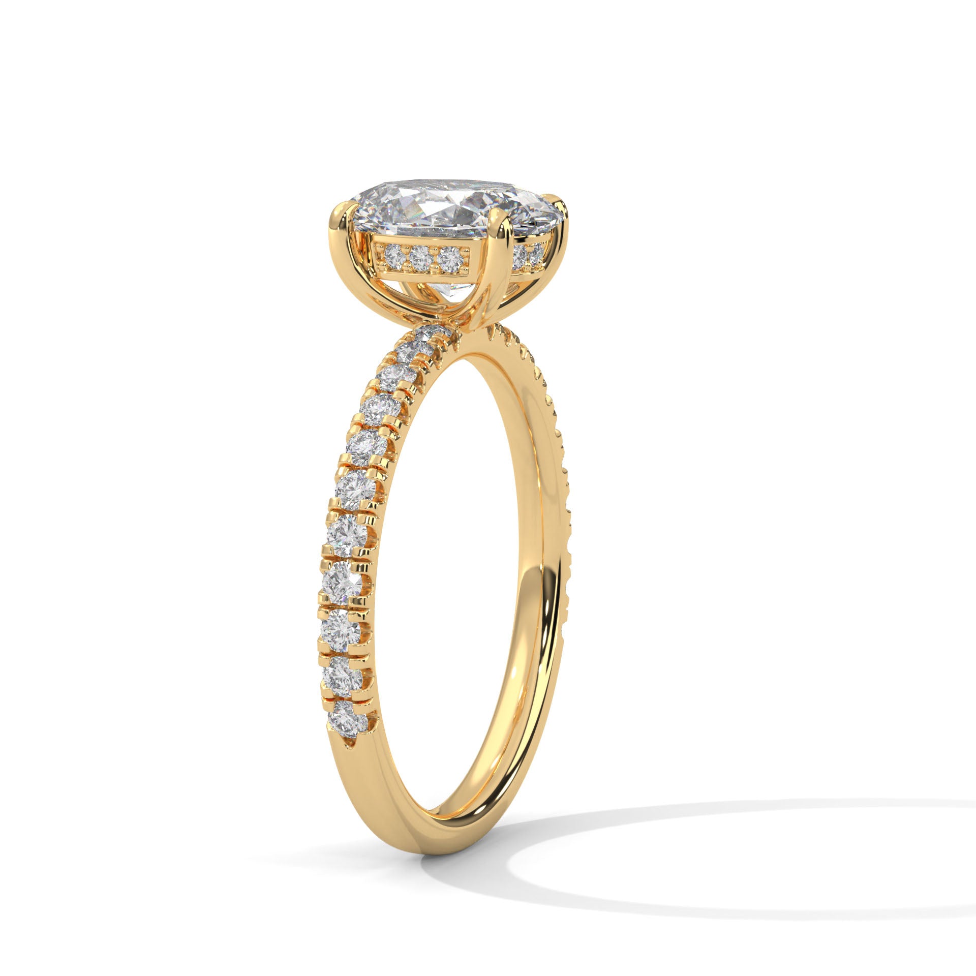 2.00 ct Oval Cut Accent Band Engagement Ring 2ct Yellow Gold