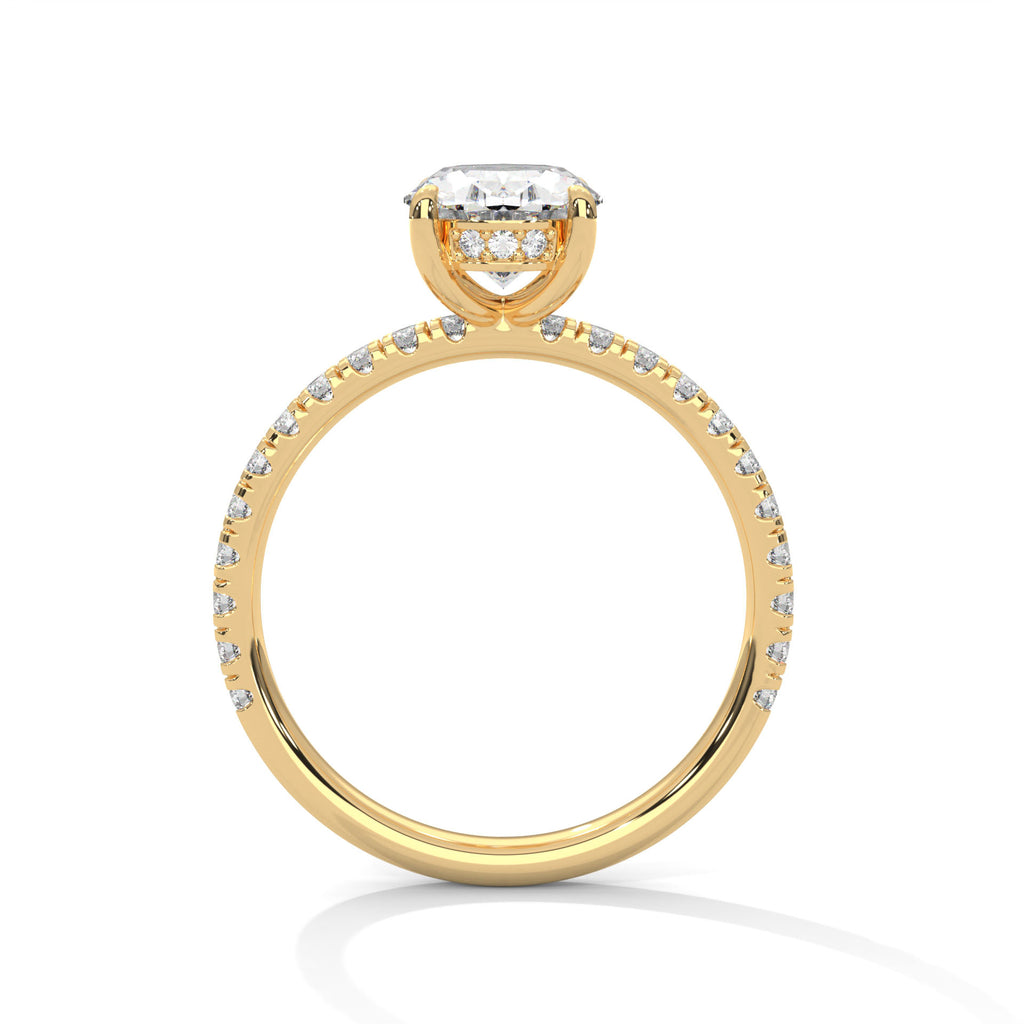 2.00 ct Oval Cut Accent Band Engagement Ring 2ct Yellow Gold