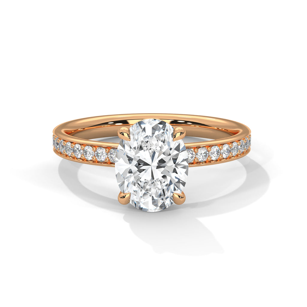 2.00 ct Oval Celestial Pavé Diamond Engagement Ring 2ct Rose Gold