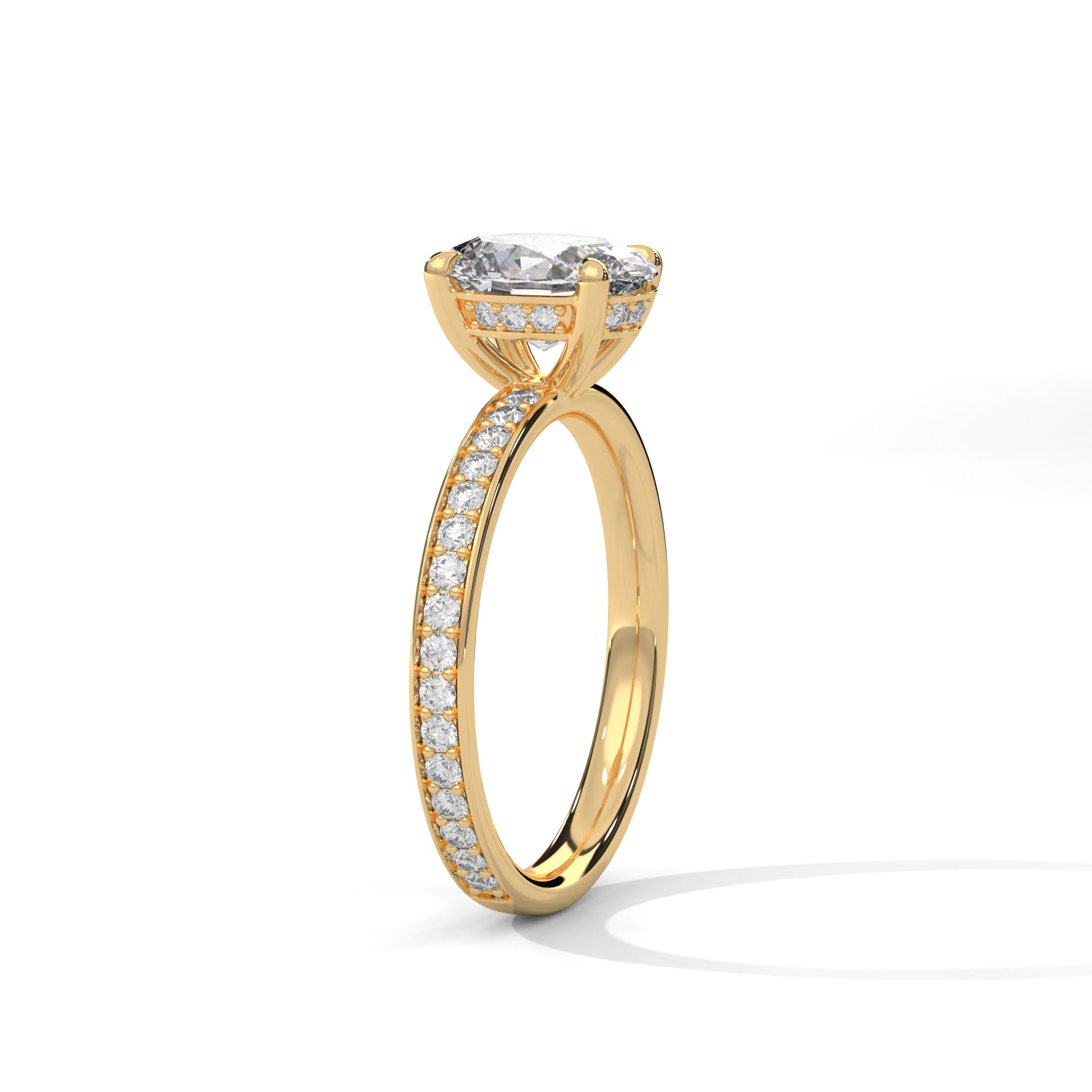 2.00 ct Oval Celestial Pavé Diamond Engagement Ring 2ct Yellow Gold