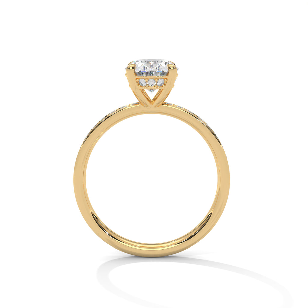 2.00 ct Oval Celestial Pavé Diamond Engagement Ring 2ct Yellow Gold